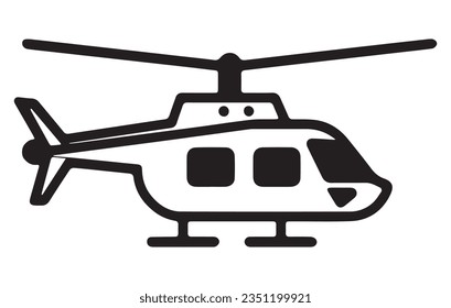 Black isolated silhouette of helicopter on white background, Helicopter silhouette in black vector graphic
