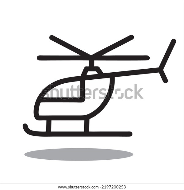 Black Isolated Silhouette Helicopter On White Stock Vector (Royalty ...