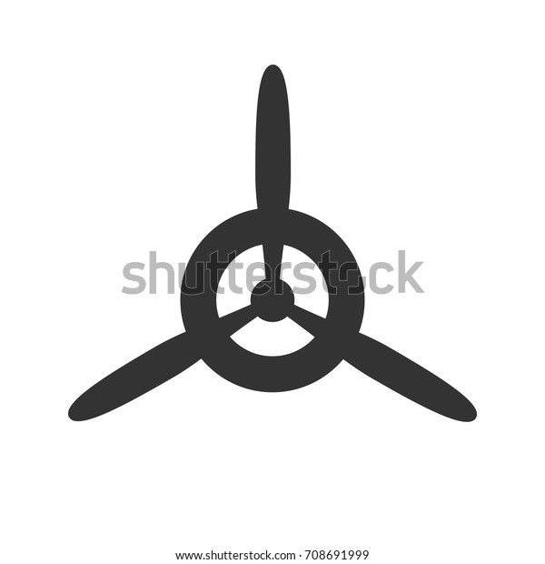Black isolated silhouette of propeller of airplane\
on white background.\
Icon