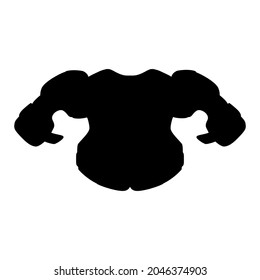 Black isolated silhouette of shoulder pads. Vector illustration of hockey equipment on a white background. Use as a sticker, backing, mockup, souvenir, for sale, tattoo, laser cutting, etc.