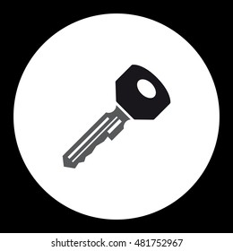 black isolated simple modern door key icon eps10