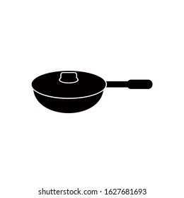 Black isolated Teflon pan for kitchen for cooking pancake on a white background vector illustration eps 10