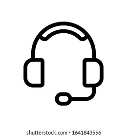 Black Isolated Vector Headphone Icon - Support Icon