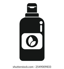 Black isolated vector illustration of cosmetic bottle with dispenser for organic cosmetics