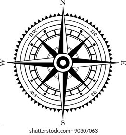 Black isolated wind rose