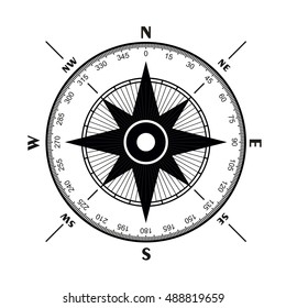 Compass Rose Sketch Style Raster Illustration Stock Illustration 417398536