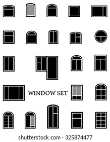 black isolated window set on white background
