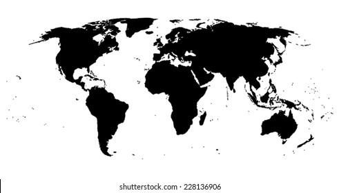 Black isolated World map EPS8 vector file