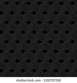 Black isometric 3d boxes, geometric pattern seamless background vector.