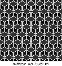 Black isometric 3d cubes, geometric pattern seamless background vector.