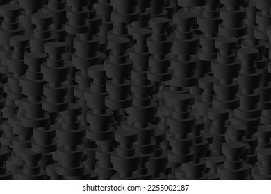 Black Isometric Concentric Ring Vector Seamless Pattern
