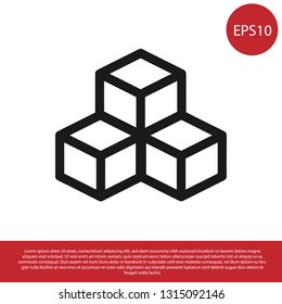 Black Isometric cube icon isolated on white background. Geometric cubes solid icon. 3D square sign. Box symbol. Vector Illustration