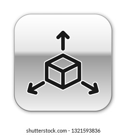 Black Isometric cube icon isolated on white background. Geometric cubes solid icon. 3D square sign. Box symbol. Silver square button. Vector Illustration