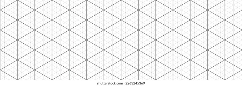 Black isometric grid graph paper background. Seamless pattern guide background. Desigh for engineering or mechanical layout drawing. Vector illustration