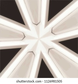 black and ivory star shaped background pattern with wide rays, vector illustration
