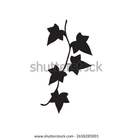 Black ivy leaves silhouette vector flat illustration design