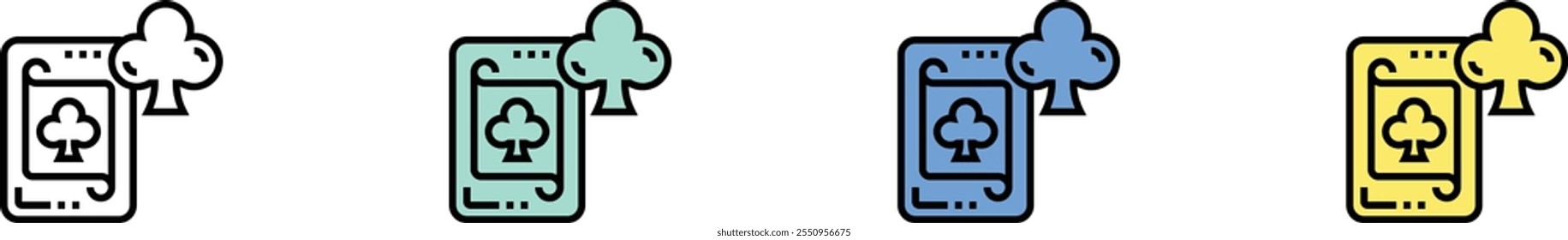 black jack icon. Outline, Green, Blue and Yellow Style Design Isolated On White Background