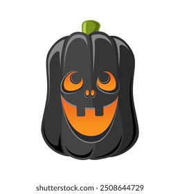 Black Jack O Lantern, Cute Creepy Spooky Halloween Pumpkin Decor Illustration