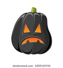 Black Jack O Lantern, Cute Creepy Spooky Halloween Pumpkin Decor Illustration