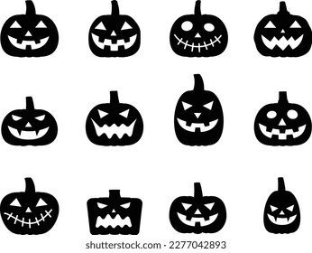 Black Jack o lantern simple illustration set