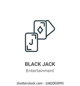 Black jack outline vector icon. Thin line black black jack icon, flat vector simple element illustration from editable entertainment concept isolated stroke on white background