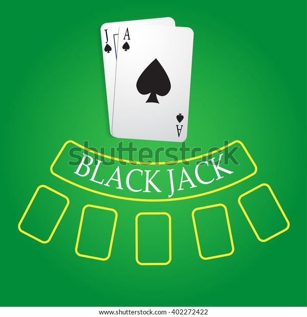カジノのテーブルベクターイラストでの黒いジャックのトランプ のベクター画像素材 ロイヤリティフリー 402272422