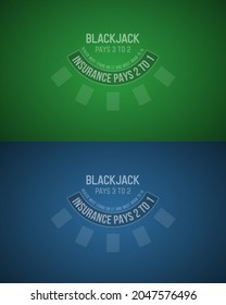 Black jack table green and blue cloth. Vector illustration.