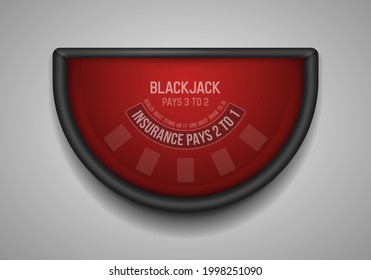 Mesa de jack negro con tela roja sobre fondo claro. Ilustración vectorial.