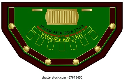 Black Jack Table In Vector