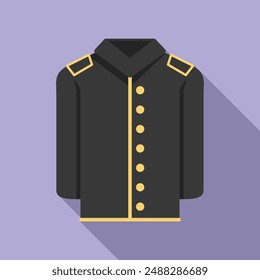Black jacket with golden buttons and shoulder straps, usually worn by doormen