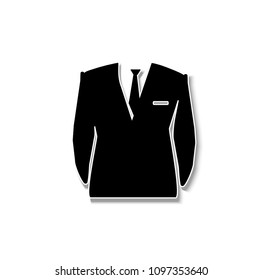 Black jacket icon. Flat. Vector. Black and white.
