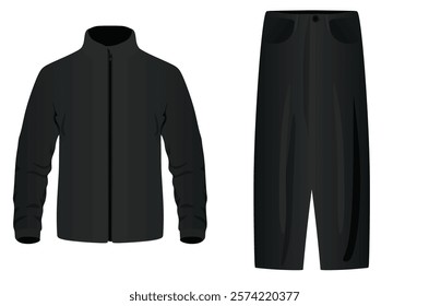 Black jacket and pants. vector illustration