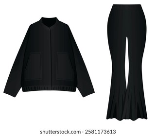 Black jacket and pants. vector illustration