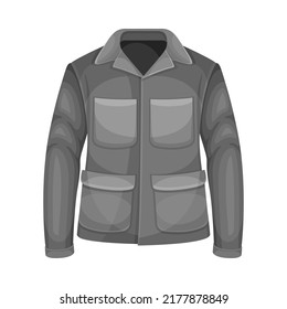 Black Jacket With Sleeves And Chest Pocket As Uniform And Workwear Clothes Vector Illustration