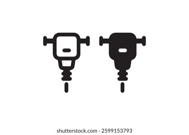 Black jackhammer icon set isolated Vector