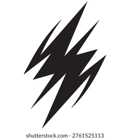 Black Jagged Lightning Bolt Shape on White Background