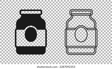Icono de tarro de mermelada negra aislado en fondo transparente.  Vector