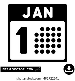 Black January First EPS vector icon. Illustration style is flat iconic symbol on a white background.