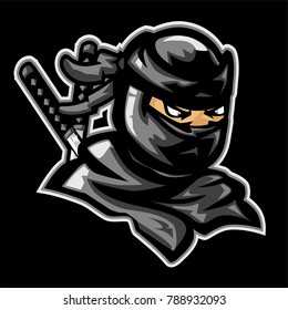 Black Japan ninja vector cartoon mascot