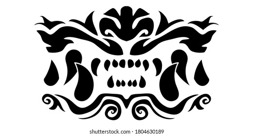 Black Japanese demon jaws vector illustration on white background.
