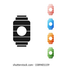 Black Japanese paper lantern icon isolated on white background. Set icons colorful. Vector Illustration