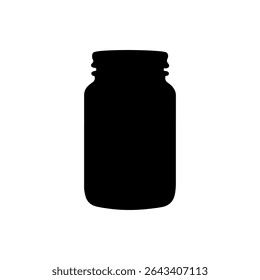 Black jar bottle silhouette vector flat illustration on white background.