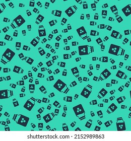 Black Jar of honey icon isolated seamless pattern on green background. Food bank. Sweet natural food symbol.  Vector
