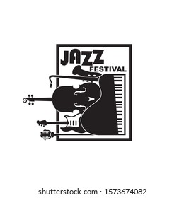 black jazz festival poster with music instruments