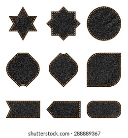 Black jeans labels and badges of different forms