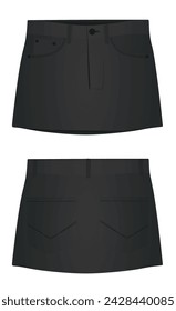 Black  jeans skirt. vector illustration