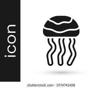 Black Jellyfish icon isolated on white background.  Vector