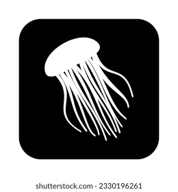 Black jellyfish icon. Isolated vector graphics on white background