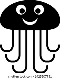 black jellyfish icon, vector illustration