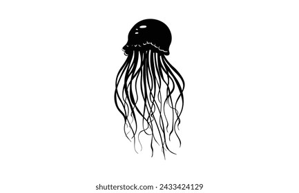 A black jellyfish silhouette vector